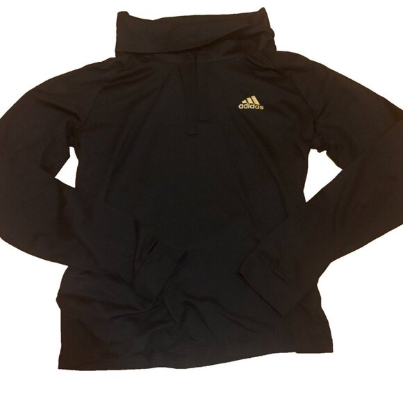 Women's Adidas Aeroready GS8594 Sweat Black/Gold Pullover - Small - Picture 5 of 8